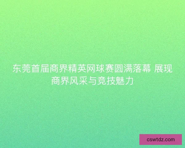 东莞首届商界精英网球赛圆满落幕 展现商界风采与竞技魅力