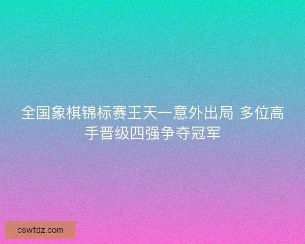 全国象棋锦标赛王天一意外出局 多位高手晋级四强争夺冠军