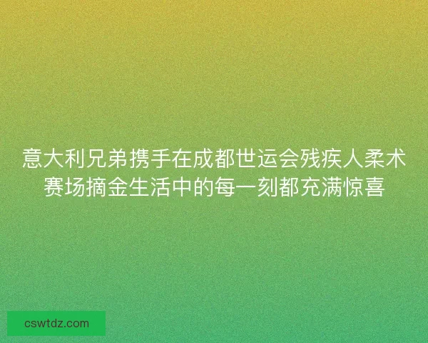 意大利兄弟携手在成都世运会残疾人柔术赛场摘金生活中的每一刻都充满惊喜